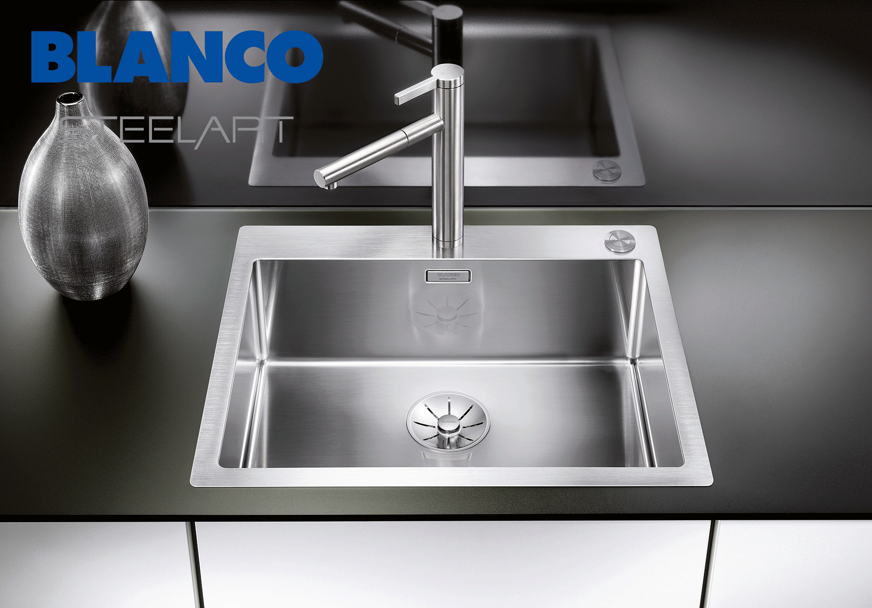 Мойки из стали. Мойка Blanco Claron 550-if/a. Blanco Steelart смеситель. Смеситель Blanco linee 517594. Интегрированная кухонная мойка Blanco Claron 550-if/a 61х51см нержавеющая сталь.